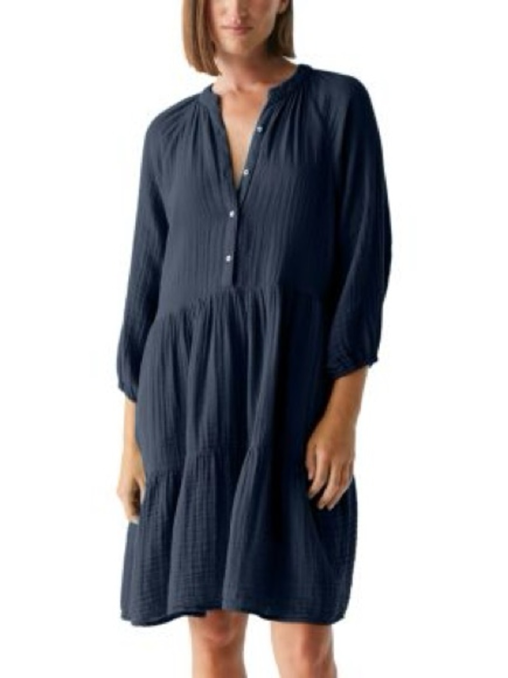 Michael Stars Sonia Cotton Gauze Tiered Dress Black Size Large. Sk3